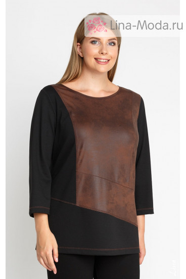 Блуза "Лина" 4157 (Коричневый, черный)